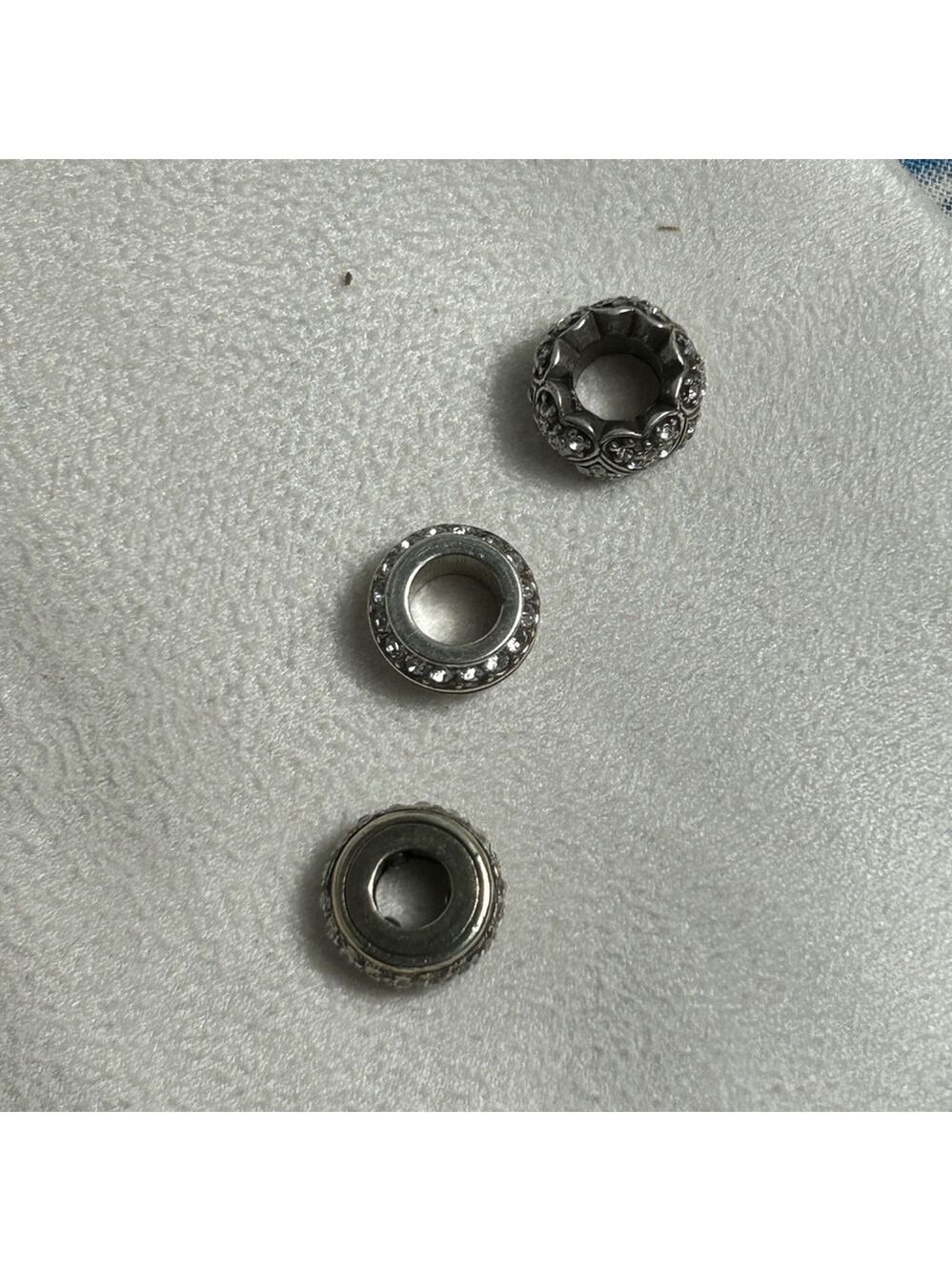 Brighton Clear Crystal Spacers Lot of 3 Glam Sparkle Silver Plated - Picture 3 of 13